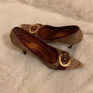 Luichiny brown and red heels size 11.